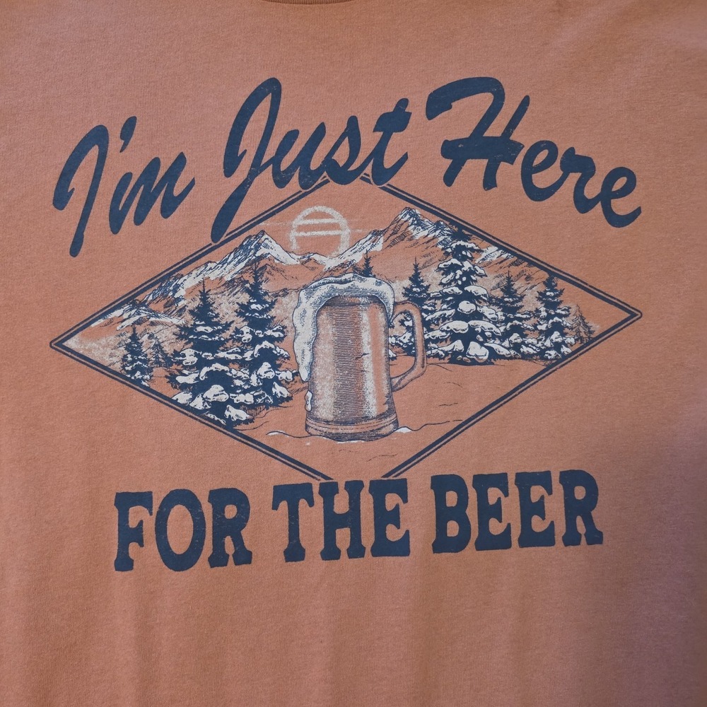 I'm Just Here For The Beer Men's T-shirt Burnt Orange Size XXL NWT - Picture 2 of 4